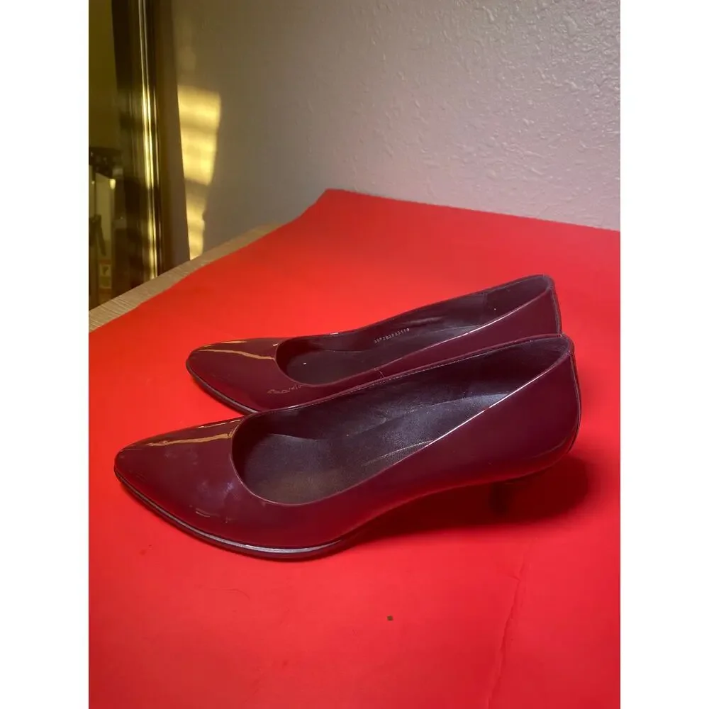 ECCO Danish Design Leather Pumps Heels Burgundy sz 38 EU 7-7.5 M